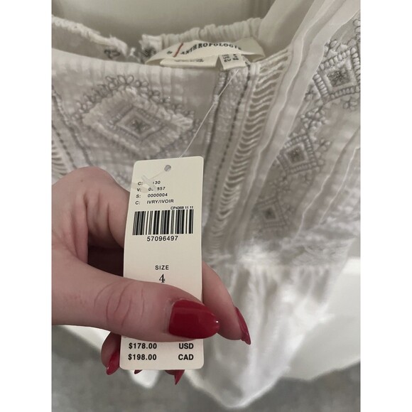 Anthropologie Alene Embroidered White Midi Lace Dress NWT Size 4 - Picture 5 of 7